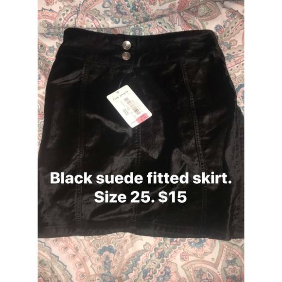 Black suede fitted skirt size 25 - Picture 1 of 1